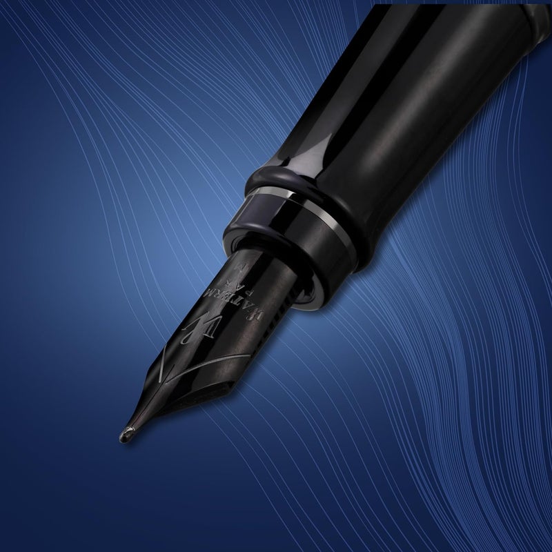 Waterman قلم حبر جاف ووتيرمان إكسبيرت - لامع أسود معدني مع حواف روثينيوم - نقطة متوسطة - علبة هدايا متضمنة - Image 4